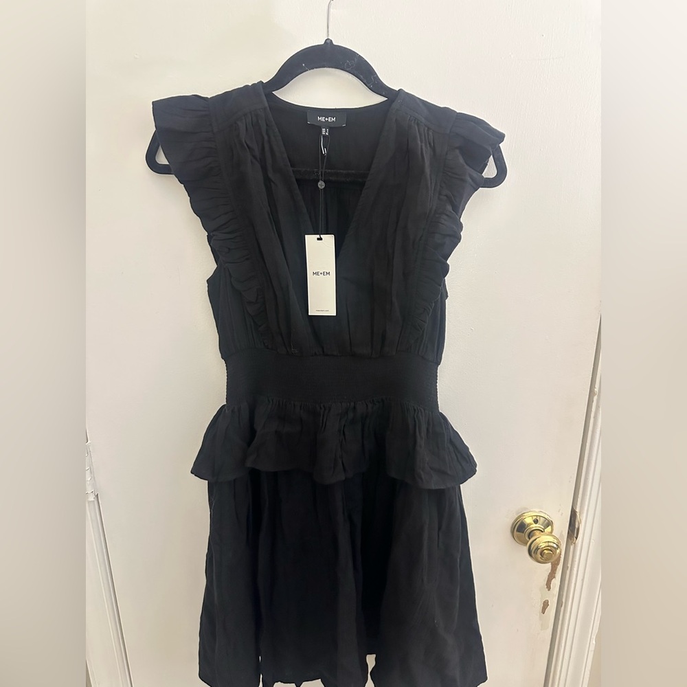 ME+EM Black Ruffle Mini Dress